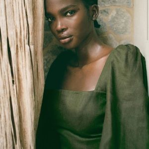 Brodie Linen dress in fern